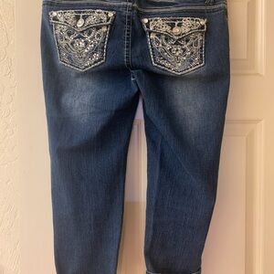 Wallflower Dark Blue Embroidered Cropped Jeans